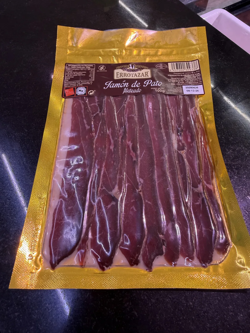 Jamón de Pato Loncheado ERROTAZAR 100gr - Imagen 2